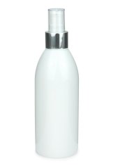 250 ml PET-Flasche weiß, Ø 54,5 mm, Lotionpumpe weiß/Metall