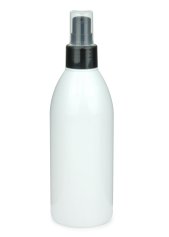 250 ml PET-Flasche weiß, Ø 54,5 mm, Lotionpumpe schwarz