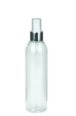250 ml PET-Flasche transparent, Ø 49,0 mm, Lotionpumpe weiß/Metall
