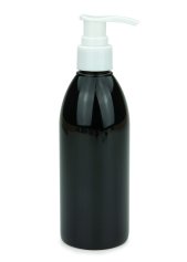 250 ml PET-Flasche schwarz, Ø 54,5 mm, Seifenpumpe weiß