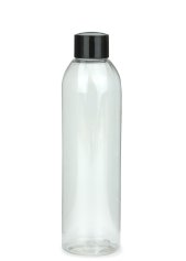250 ml R-PET-Flasche transparent, Ø 49,0 mm, Schraubverschluss schwarz