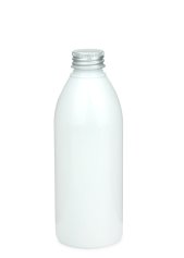 250 ml PET-Flasche weiß, Ø 54,5 mm, Alu-Schraubkappe weiß