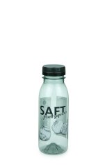 250 ml R-PET-Flasche transparent, Ø 54,0 mm, Schraubverschluss schwarz
