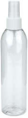 250 ml PET-Flasche transparent, Ø 49 mm, Sprühzerstäuber weiß, geriffelt
