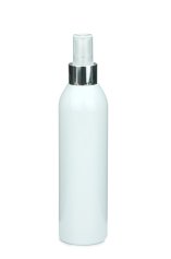 250 ml PET-Flasche weiß, Ø 49 mm, Sprühzerstäuber, Luxury-Ausführung natur