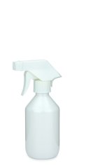 250 ml PET-Flasche weiß, Ø 63 mm, Trigger-Sprühpistole, Einzelmodus weiß, geriffelt