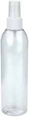 250 ml R-PET-Flasche transparent, Ø 49 mm, Sprühzerstäuber weiß, geriffelt