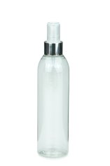 250 ml R-PET-Flasche transparent, Ø 49 mm, Sprühzerstäuber, Luxury-Ausführung natur