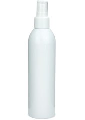 250 ml R-PET-Flasche weiß, Ø 49 mm, Sprühzerstäuber weiß, glatt