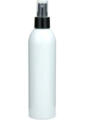 250 ml R-PET-Flasche weiß, Ø 49 mm, Sprühzerstäuber schwarz, glatt