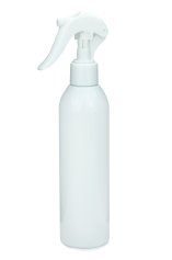 250 ml R-PET-Flasche weiß, Ø 49 mm, Mini-Trigger-Sprühzerstäuber weiß