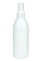 250 ml PET-Flasche weiß, Ø 54,5 mm, Sprühzerstäuber weiß, geriffelt