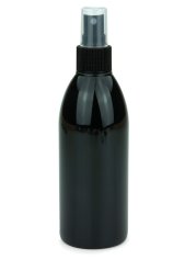 250 ml PET-Flasche schwarz, Ø 54,5 mm, Sprühzerstäuber schwarz, geriffelt
