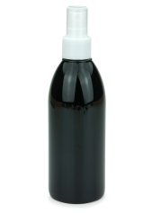 250 ml PET-Flasche schwarz, Ø 54,5 mm, Sprühzerstäuber weiß