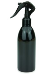 250 ml PET-Flasche schwarz, Ø 54,5 mm, Mini-Trigger-Sprühzerstäuber schwarz, glatt