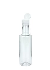 300 ml PET-Speiseöl-Flasche transparent, Ø 58,0 mm, Verschluss weiß