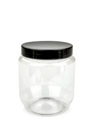 370 ml PET-Cremetiegel klar (70/400) – Deckel schwarz, glänzend, Induktionssiegel