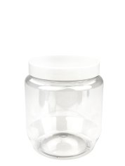 370 ml PET-Cremetiegel klar (70/400) – Deckel weiß, glänzend, Induktionssiegel