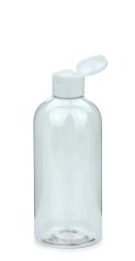 500 ml R-PET-Flasche transparent, Ø 70,0 mm, Klappverschluss weiß
