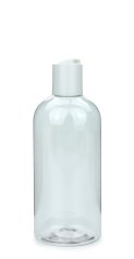 500 ml PET-Flasche transparent, Ø 70,0 mm, Disc-Top-Verschluss weiß