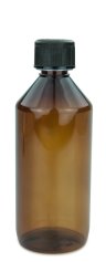 500 ml PET-Laborflasche KISI braun, Ø 69,5 mm, Verschluss schwarz