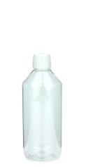 500 ml PET-Laborflasche Spritzeinsatz transparent, Ø 69,5 mm, Verschluss weiß