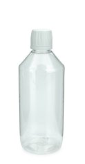 500 ml PET-Laborflasche Ausgießer transparent, Ø 69,5 mm, Verschluss weiß