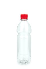 500 ml PET-Lebensmittelflasche transparent, Ø 64,0 mm, Verschluss rot