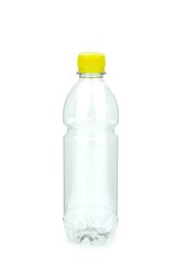 500 ml PET-Lebensmittelflasche transparent, Ø 64,0 mm, Verschluss gelb