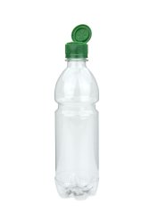 500 ml PET-Speiseöl-Flasche transparent, Ø 64,0 mm, Verschluss grün