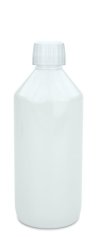 500 ml PET-Laborflasche Spritzeinsatz weiß, Ø 69,5 mm, Verschluss weiß