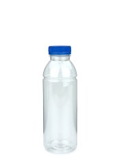500 ml PET-Smoothie-Flasche transparent, Ø 65,0 mm, Verschluss blau