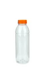 500 ml PET-Smoothie-Flasche transparent, Ø 65,0 mm, Verschluss orange