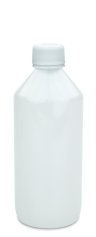500 ml PET-Laborflasche Basic weiß, Ø 69,5 mm, Verschluss weiß