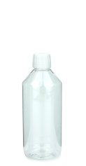 500 ml PET-Laborflasche Leichtgewicht transparent, Ø 69,5 mm, Verschluss weiß