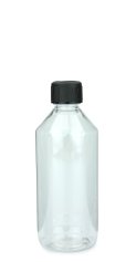 500 ml PET-Laborflasche Leichtgewicht KISI transparent, Ø 69,5 mm, Verschluss schwarz