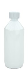 500 ml PET-Laborflasche Leichtgewicht KISI weiß, Ø 69,5 mm, Verschluss weiß