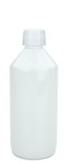 500 ml PET-Laborflasche Leichtgewicht weiß, Ø 69,5 mm, Verschluss weiß