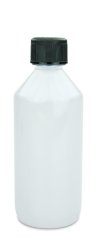 500 ml PET-Laborflasche Leichtgewicht KISI weiß, Ø 69,5 mm, Verschluss schwarz