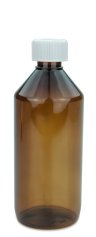 500 ml PET-Laborflasche KISI braun, Ø 69,5 mm, Verschluss weiß