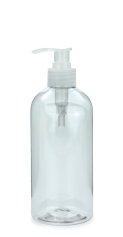 500 ml PET-Flasche transparent, Ø 70,0 mm, Seifenpumpe natur