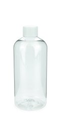 500 ml PET-Flasche transparent, Ø 70,0 mm, Schraubverschluss mit Spritzeinsatz weiß