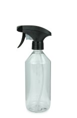 500 ml PET-Flasche transparent, Ø 69,5 mm, Metallfreie Trigger-Sprühpistole schwarz, geriffelt