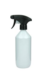 500 ml PET-Flasche Leichtgewicht weiß, Ø 69,5 mm, Metallfreie Trigger-Sprühpistole schwarz, geriffelt