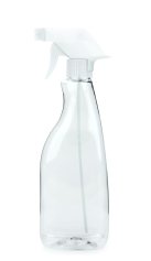 500 ml PET-Flasche transparent, 88 × 51 mm, Trigger-Sprühpistole, Einzelmodus weiß, geriffelt