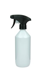 500 ml PET-Flasche weiß, Ø 69,5 mm, Metallfreie Trigger-Sprühpistole schwarz, geriffelt