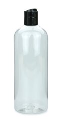 750 ml PET-Flasche transparent, Ø 76,0 mm, Disc-Top-Verschluss schwarz