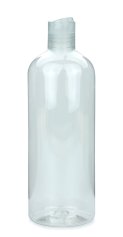 750 ml R-PET-Flasche transparent, Ø 76,0 mm, Disc-Top-Verschluss transparent