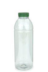 750 ml PET-Smoothie-Flasche transparent, Ø 75,0 mm, Verschluss grün