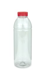 750 ml PET-Smoothie-Flasche transparent, Ø 75,0 mm, Verschluss rot